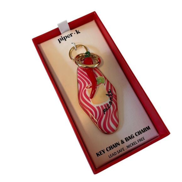 Piper.k Hot Pink Picante Gold Tone Key Chain & Bag Charm. Stand Out Hot Stuff! - Picture 2 of 5